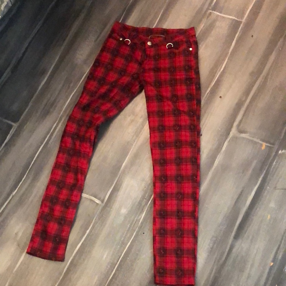 Jawbreaker Red Black Skull plaid pants XS